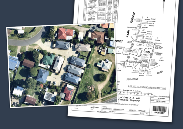 Aerial image and Survey Plan